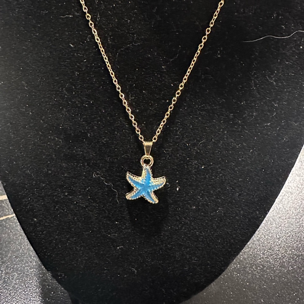 Blue Starfish Pendant Necklace